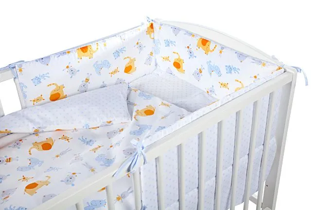 babashop.hu - Klups 5 részes ágynemű - K018 állatmintás fehér-narancs elefánt