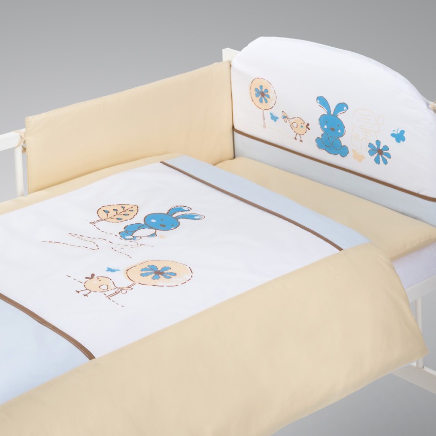 babashop.hu - Klups 3 részes ágynemű - K024 Nyuszi kék-fehér