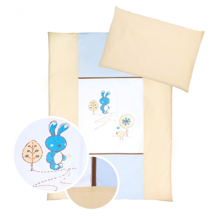 babashop.hu - Klups 4 részes ágynemű - K024 Nyuszi kék-fehér