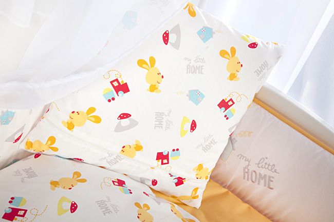 babashop.hu - Klups 2 részes ágynemű - K029 Nyuszi fehér-barack