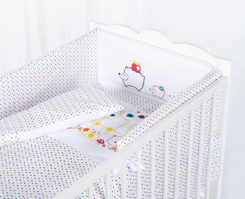 babashop.hu - Albero Mio 3 részes ágynemű - K042 Erdei állatok színes pöttyök
