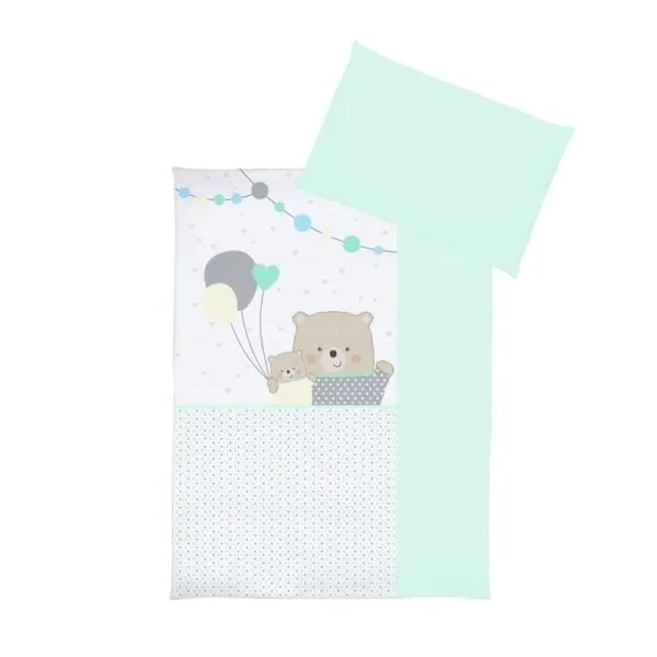 babashop.hu - Albero Mio 5 részes ágynemű - K097 Teddy Bears with Balloons türkiz