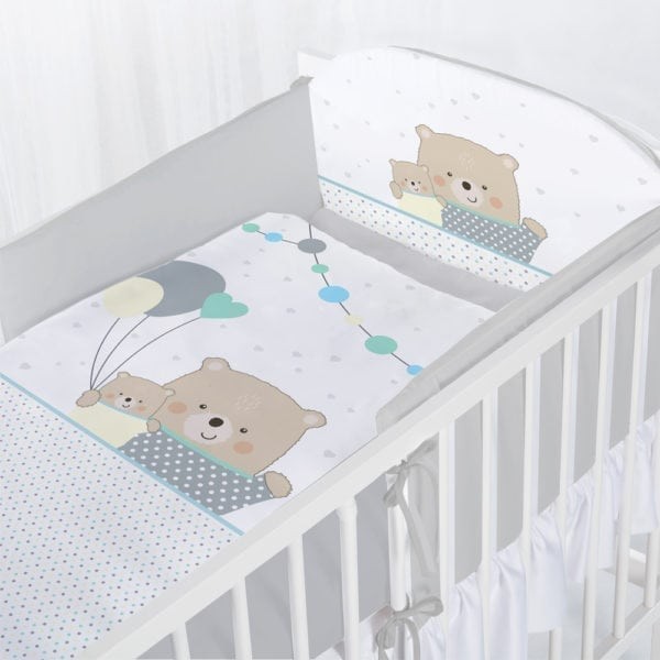 babashop.hu - Albero Mio 5 részes ágynemű - K098 Teddy Bears with Balloons szürke