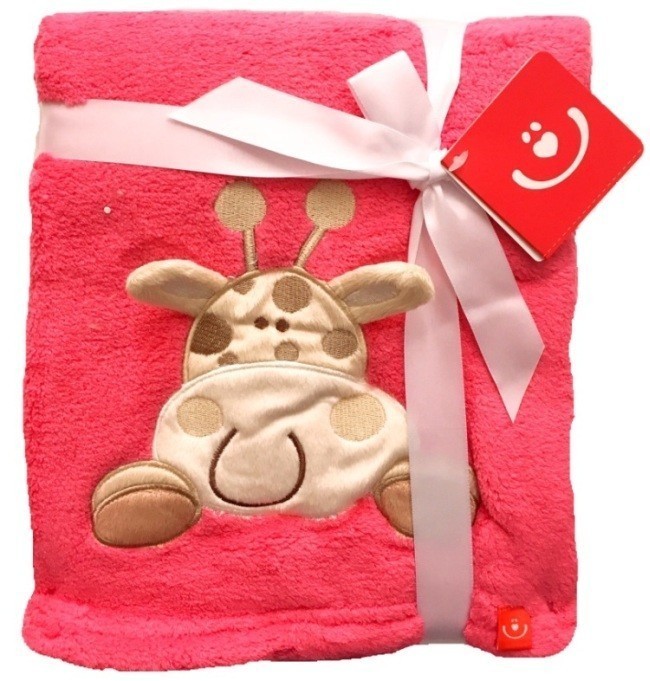 babashop.hu - Bobobaby mikroszálas kocsitakaró 76x102cm - pink / zsiráf