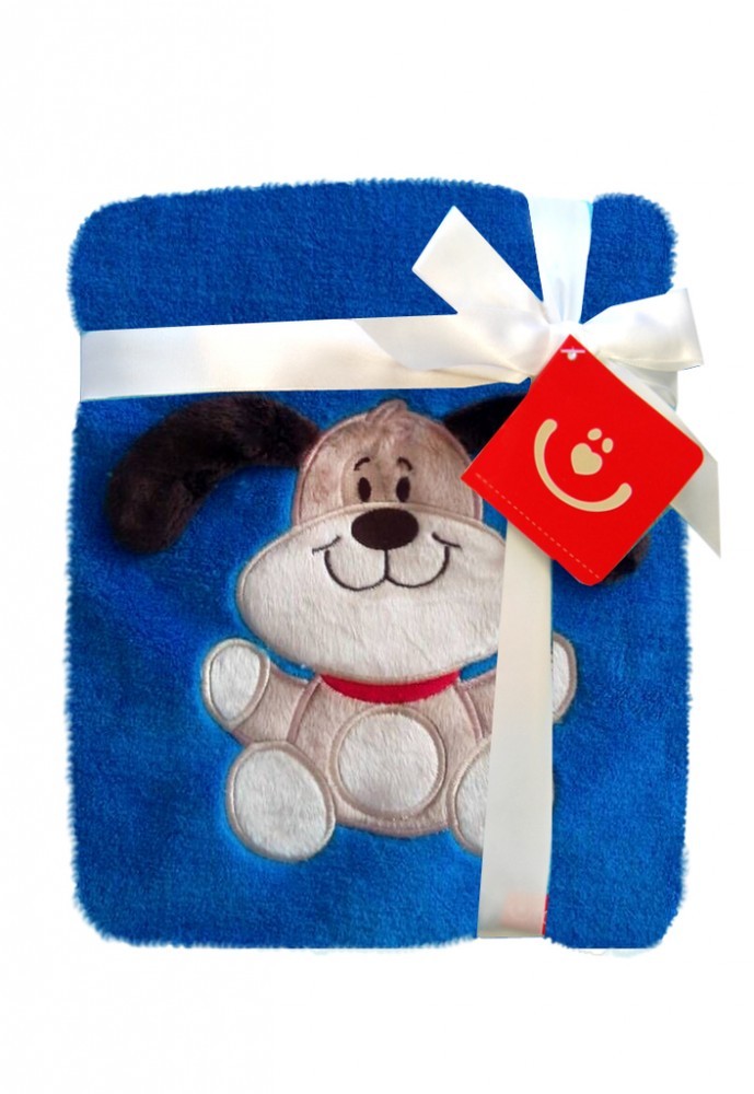 babashop.hu - Bobobaby mikroszálas kocsitakaró 76x102cm - sötétkék / kutya