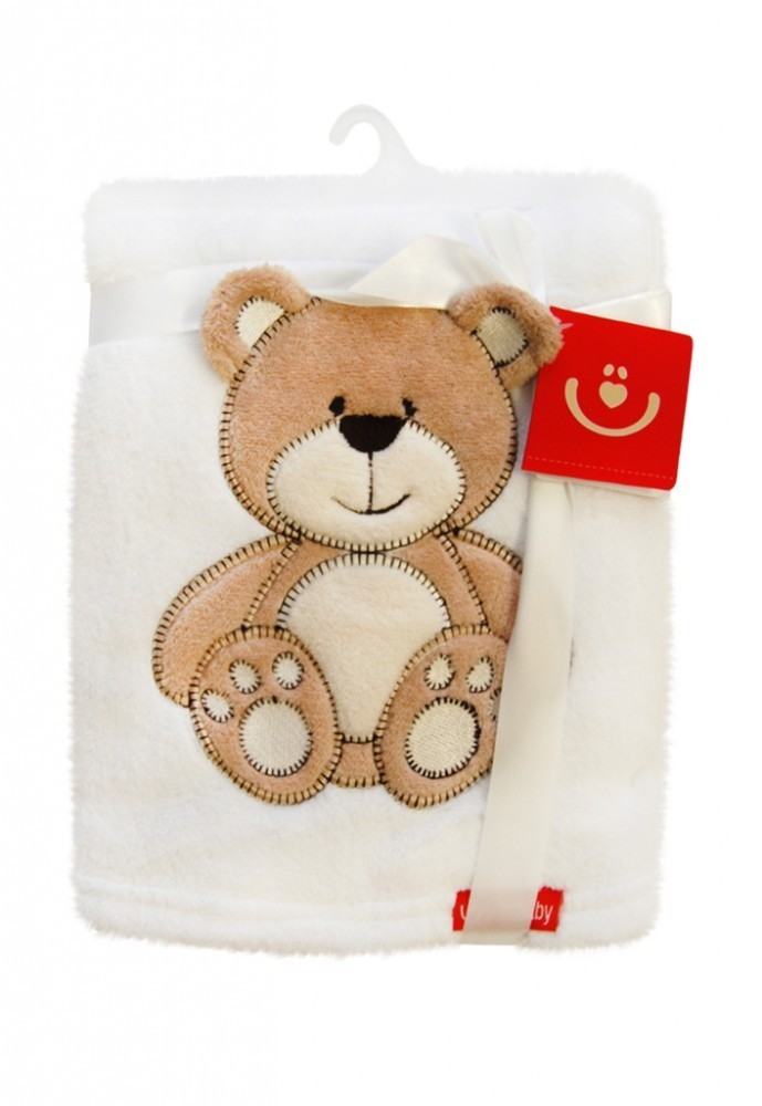 babashop.hu - Bobobaby mikroszálas kocsitakaró 76x102cm - fehér / maci