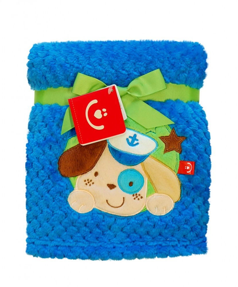 babashop.hu - Bobobaby plüss kocsitakaró 76x102cm - kék / tengerész kutya