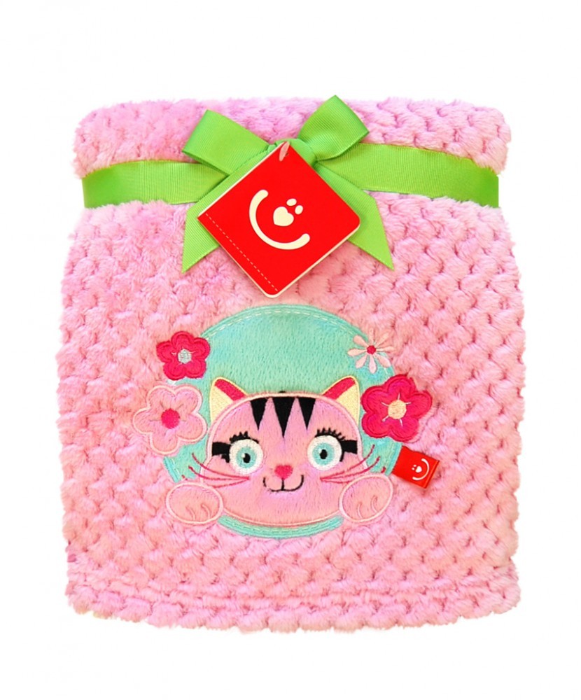 babashop.hu - Bobobaby plüss kocsitakaró 76x102cm - pink / cica