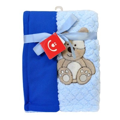 babashop.hu - Bobobaby dupla rétegű polár kocsitakaró 76x102cm - kék kutya