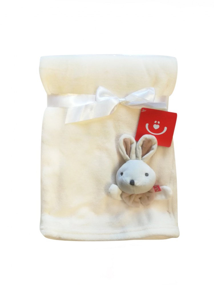 babashop.hu - Bobobaby mikroszálas 3D-s takaró 76x102cm - ekrü / nyuszi