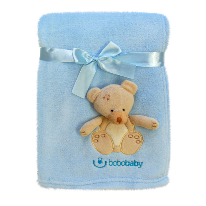 babashop.hu - Bobobaby mikroszálas 3D-s takaró 76x102cm - kék / maci