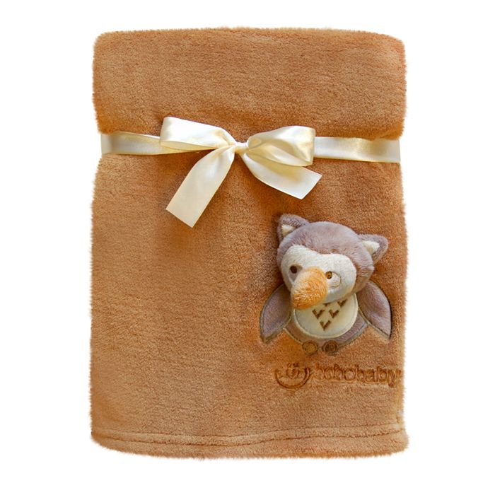 babashop.hu - Bobobaby mikroszálas 3D-s takaró 76x102cm - barna / bagoly !! kifutó !!