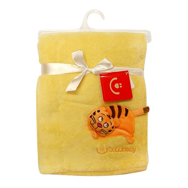 babashop.hu - Bobobaby mikroszálas 3D-s takaró 76x102cm díszdobozban - sárga / tigris