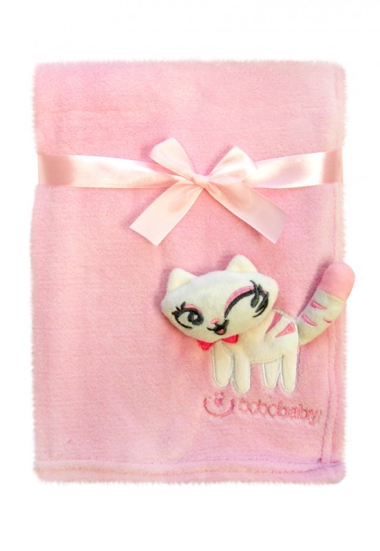 babashop.hu - BoboBaby mikroszálas 3D-s takaró 76x102cm - pink cicás