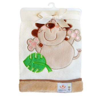 babashop.hu - BoboBaby mikroszálas takaró 76x102cm - ecrü / oroszlán