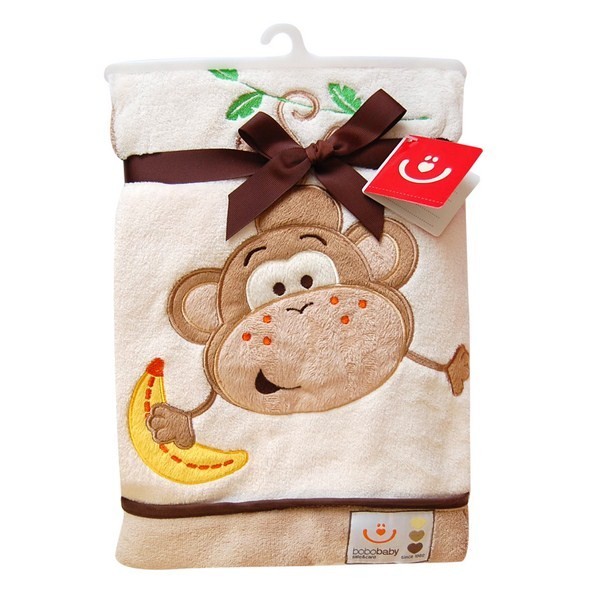 babashop.hu - BoboBaby mikroszálas takaró 76x102cm - ecrü / majom