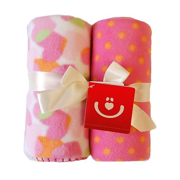 babashop.hu - Bobobaby 2db polár takaró 76x102cm - pink és szívecskés