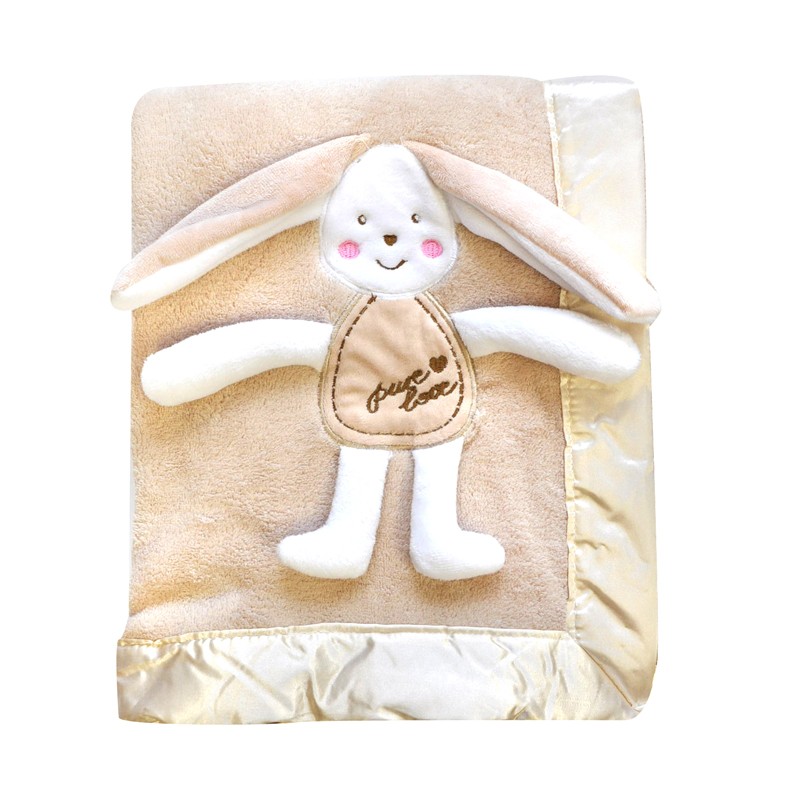 babashop.hu - Bobobaby plüss kocsitakaró 3D nyuszival 76x102cm - bézs