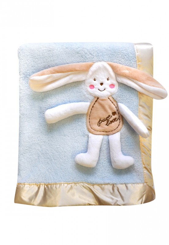 babashop.hu - Bobobaby plüss kocsitakaró 3D nyuszival 76x102cm - kék