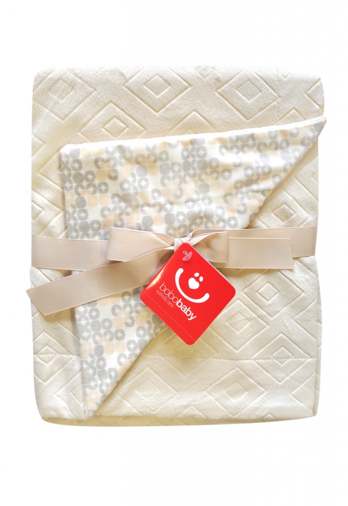 babashop.hu - Bobobaby dupla rétegű plüss takaró 75x100cm - bézs rombusz