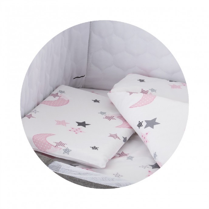 babashop.hu - Chipolino ágynemű Close To Me kiságyhoz - White Pink Moon