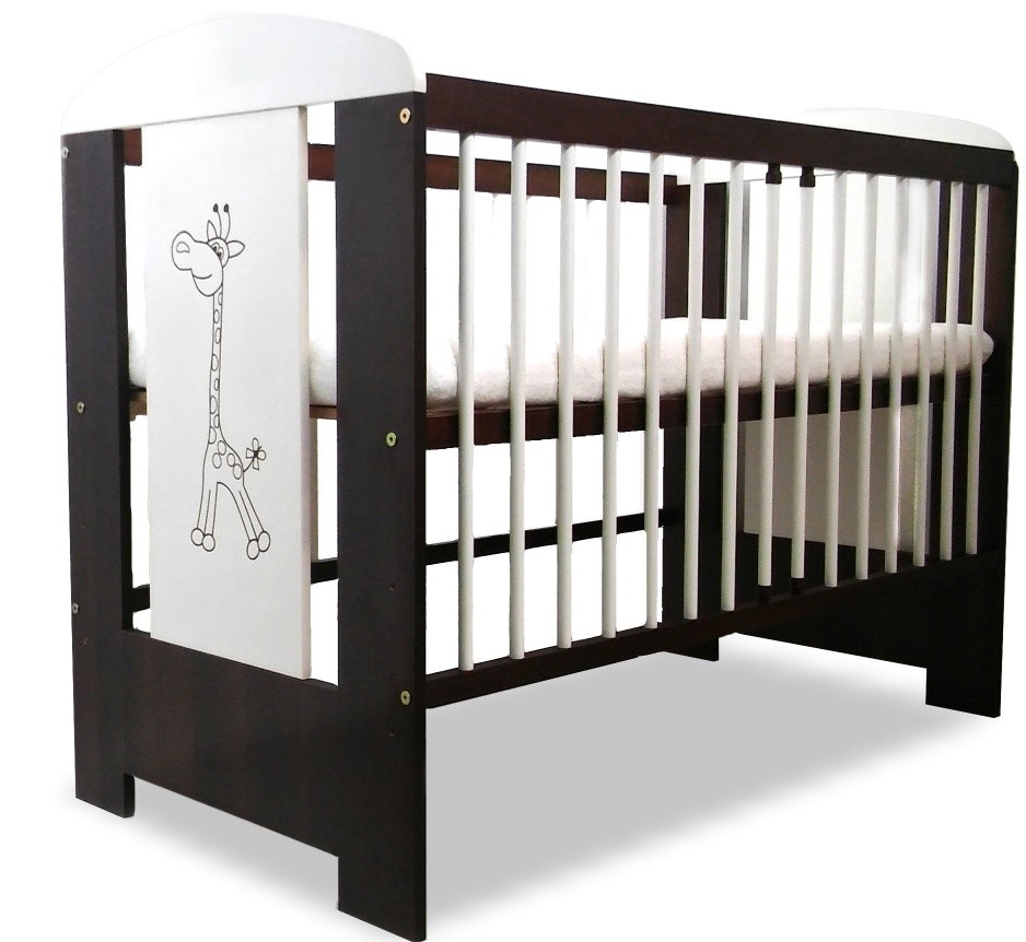 babashop.hu - Klups Little Giraffe kiságy 60x120 - ecru/walnut - törtfehér/dió