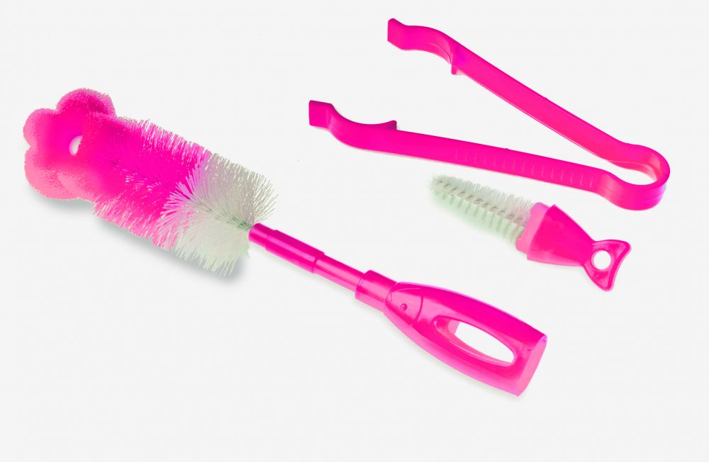 babashop.hu - Nuvita Cumisüveg tisztító kefe és csipesz - Pink - 1485