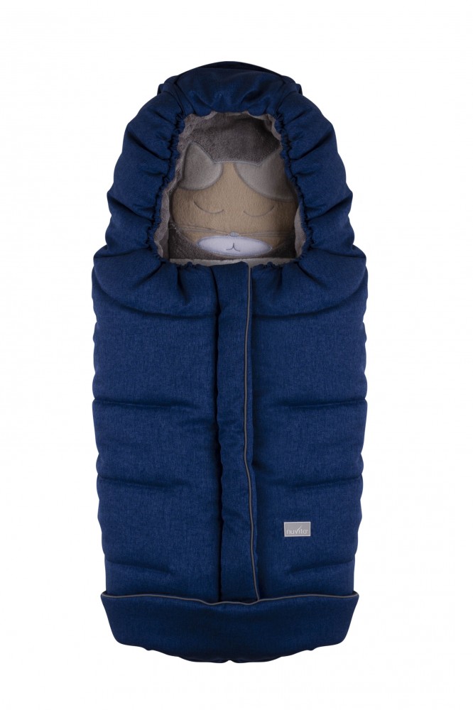 babashop.hu - Nuvita Junior Cuccioli bundazsák 100cm - Cat Melange Royal Blue / Grey - 9605