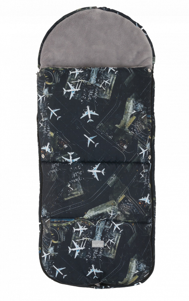 babashop.hu - Nuvita Junior Smart bundazsák 100cm - Black Airplanes / Gray - 9585