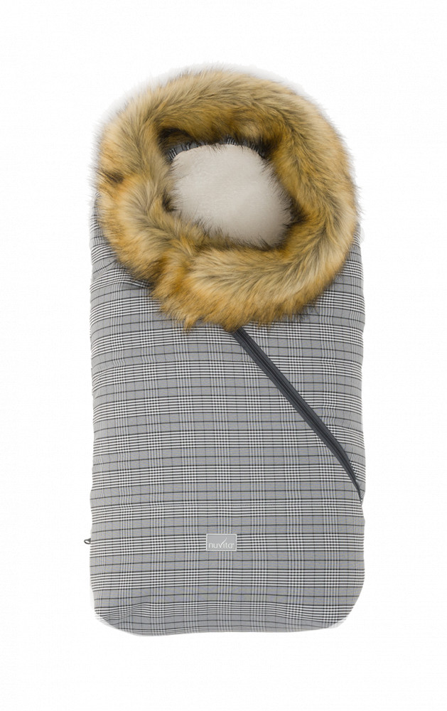babashop.hu - Nuvita Ovetto Pop bundazsák szőrmével 80cm - Prince of Wales / Beige - 9236