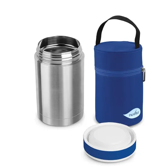 babashop.hu - Nuvita ételtároló termosz hordozó táskával 500ml - ezüst színű - 1474
