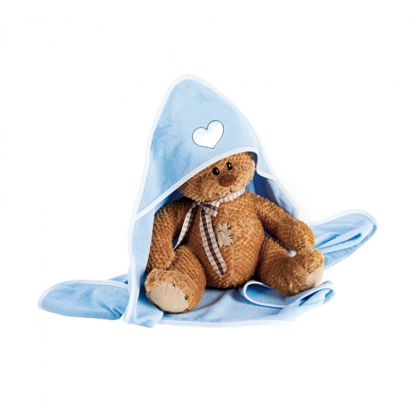 babashop.hu - Klups kapucnis kifogó - H138 I love You Maci fehér-kék
