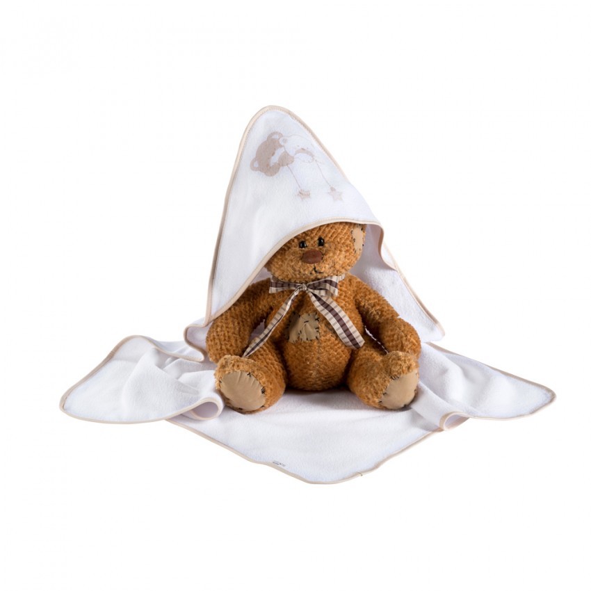 babashop.hu - Albero Mio kapucnis kifogó - H185 Macik csillaggal bézs-fehér