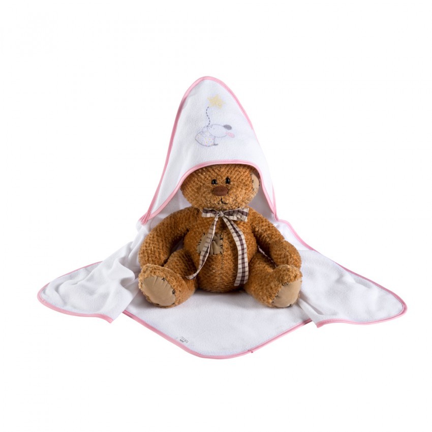 babashop.hu - Klups kapucnis kifogó - K087 Kisvonat pink-fehér