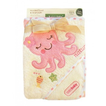babashop.hu - Bobobaby termofrottír kapucnis kifogó 76x76cm + fürdető kendő - pink / polip