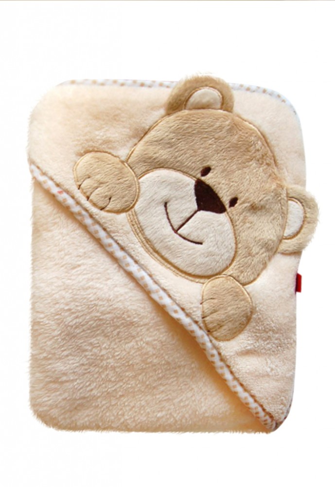 babashop.hu - Bobobaby plüss kapucnis kifogó 76x80cm - ekrü / maci