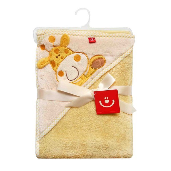 babashop.hu - Bobobaby plüss kapucnis kifogó 76x80cm - sárga / zsiráf