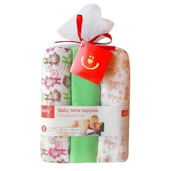babashop.hu - Bobobaby tetra pelenka 3db 80x80cm - zöld majmos