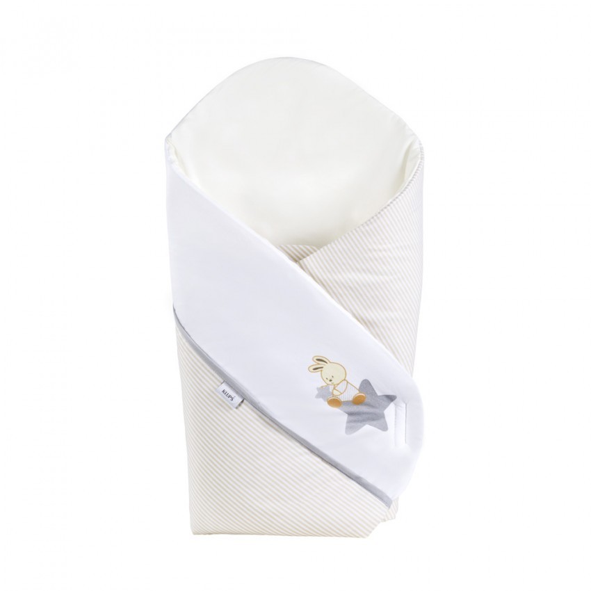 babashop.hu - Klups pólya - H205 Nyuszi csillaggal bézs-fehér