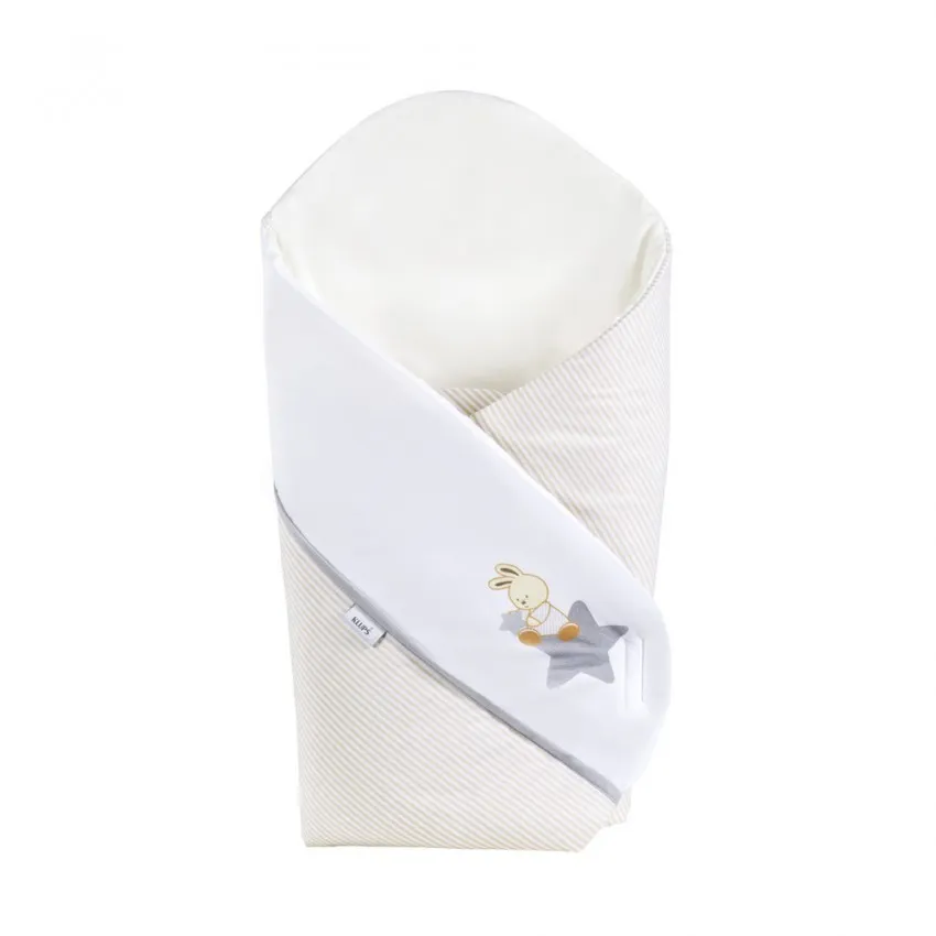babashop.hu - Klups pólya - H205 Nyuszi csillaggal bézs-fehér