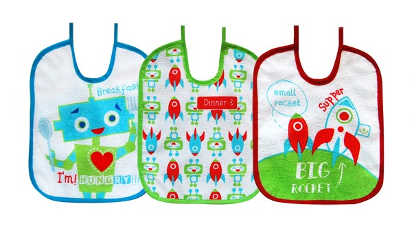 babashop.hu - Bobobaby előke 3db 0-6hó - robot, rakéta