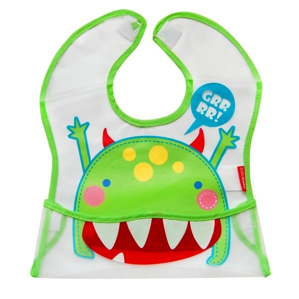 babashop.hu - Bobobaby zsebes előke 12hó+ - zöld / szörny