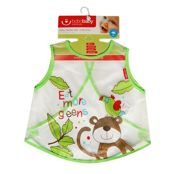 babashop.hu - Bobobaby tépőzáras előke L-es méret 36hó+ - Zöld majom