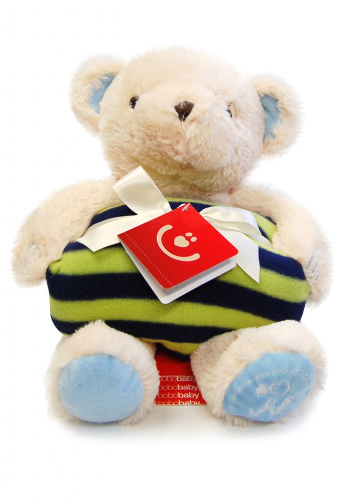 babashop.hu - Bobobaby ajándék szett 1 takaró + plüss maci - kék !! kifutó !!