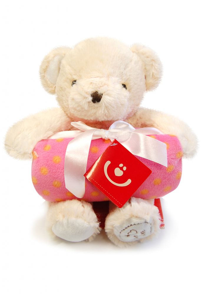 babashop.hu - Bobobaby ajándék szett 1 takaró + plüss maci - pink