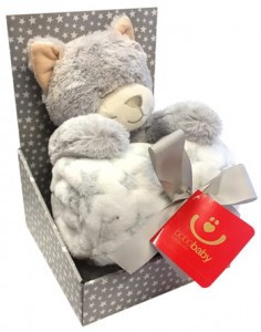 babashop.hu - Bobobaby plüss cica + plüss takaró 75x100cm - szürke
