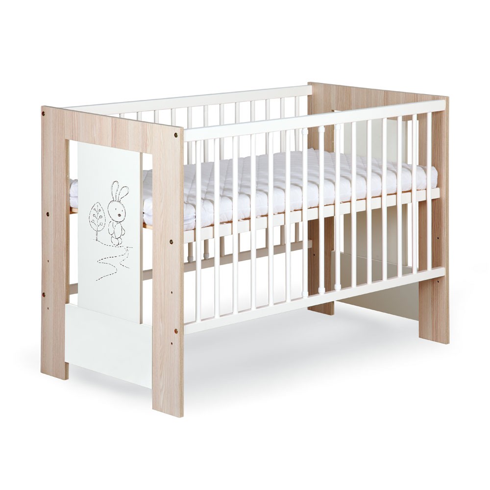 babashop.hu - Klups Szafari/Nyuszi kiságy 60x120 - törtfehér&hamu