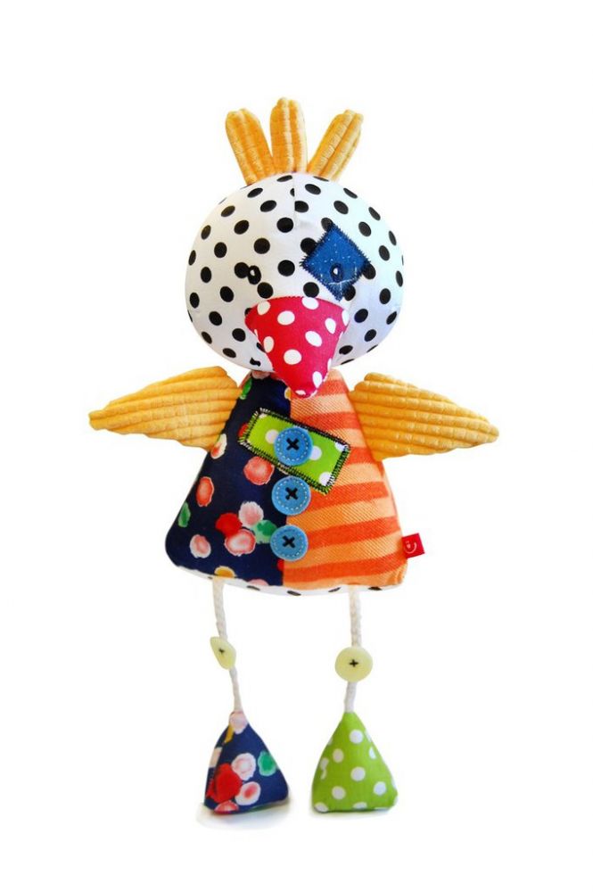 babashop.hu - Bobobaby patchwork plüss játék csörgővel - csibe !! kifutó !!