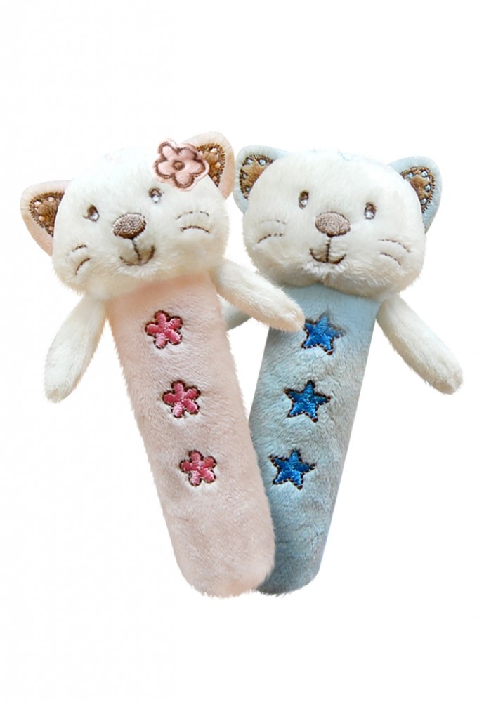 babashop.hu - Bobobaby plüss csörgő - rózsaszín cica