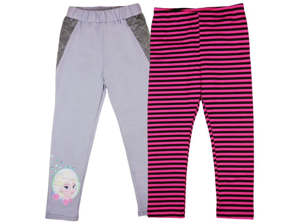 babashop.hu - Disney Jégvarázs-Frozen mintás- csíkos lányka páros leggings szett (2db)
